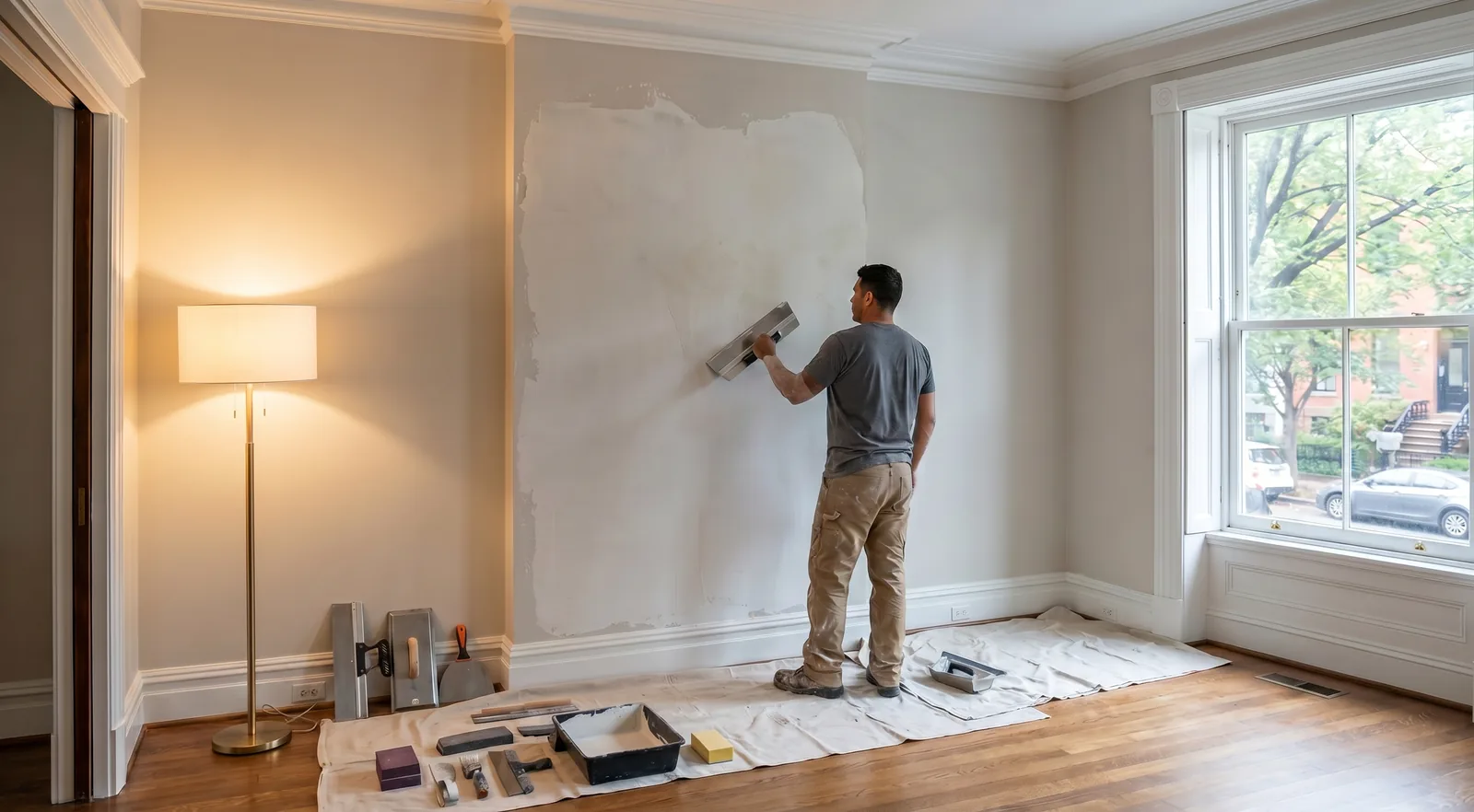 Professional drywall repair in a Washington DC home