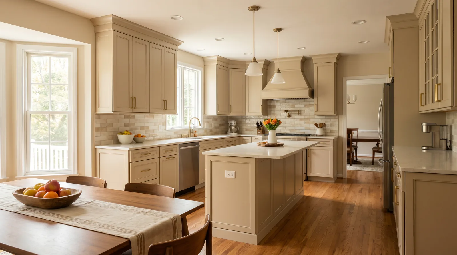 Gaithersburg Maryland kitchen with freshly repainted cabinets
